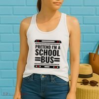 Pretend I'm a School Bus Funny Lazy Halloween Costume Women's Tank Top thumb 2