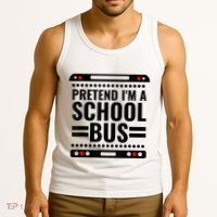 Pretend I'm a School Bus Funny Lazy Halloween Costume Tank Top thumb 3