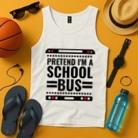 Pretend I'm a School Bus Funny Lazy Halloween Costume Tank Top thumb 4