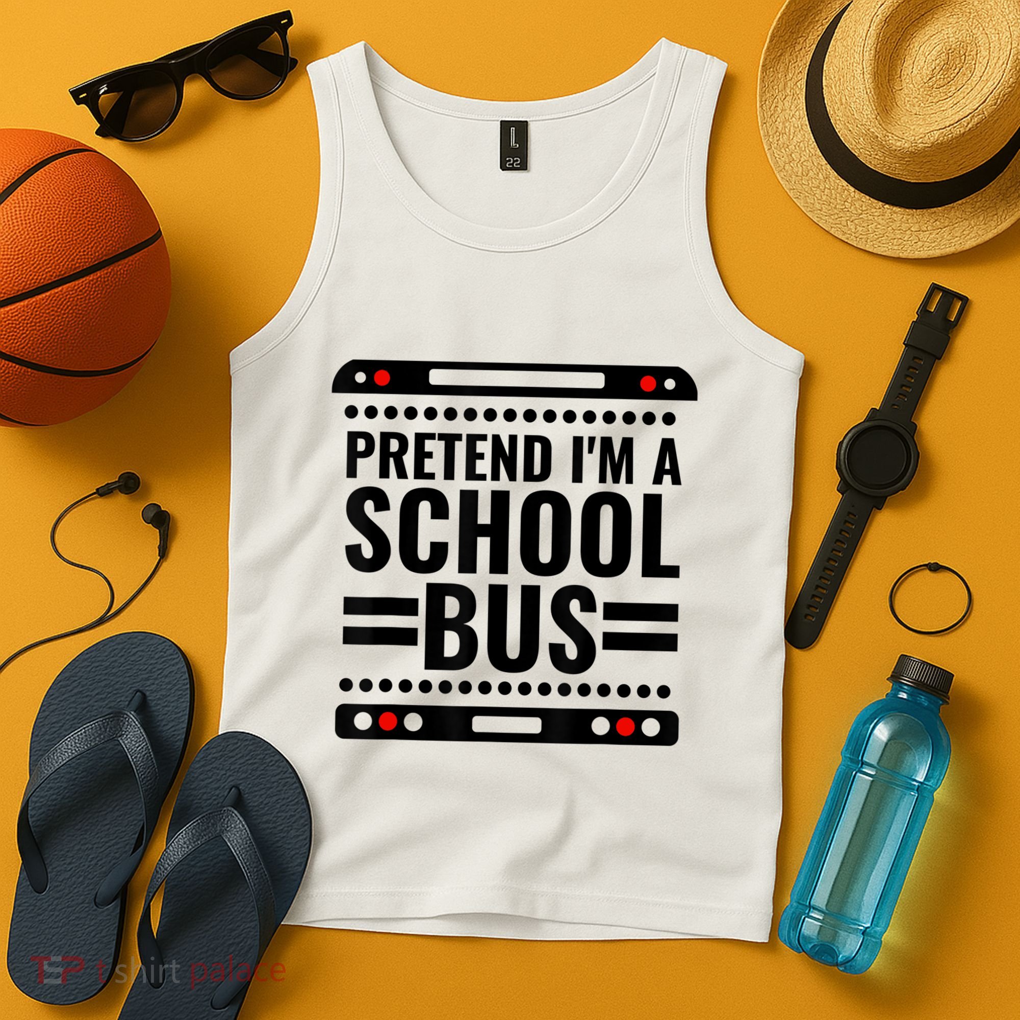 Pretend I'm a School Bus Funny Lazy Halloween Costume Tank Top