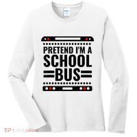 Pretend I'm a School Bus Funny Lazy Halloween Costume Women's Long Sleeve Shirt thumb 0