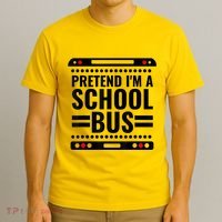 Pretend I'm a School Bus Funny Lazy Halloween Costume T-Shirt thumb 3