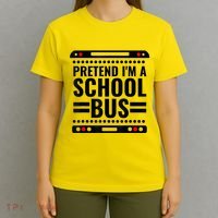 Pretend I'm a School Bus Funny Lazy Halloween Costume T-Shirt thumb 4