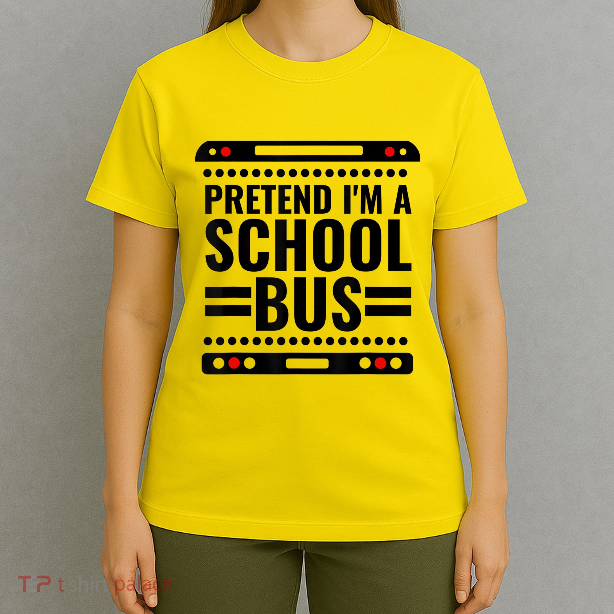 Pretend I'm a School Bus Funny Lazy Halloween Costume T-Shirt