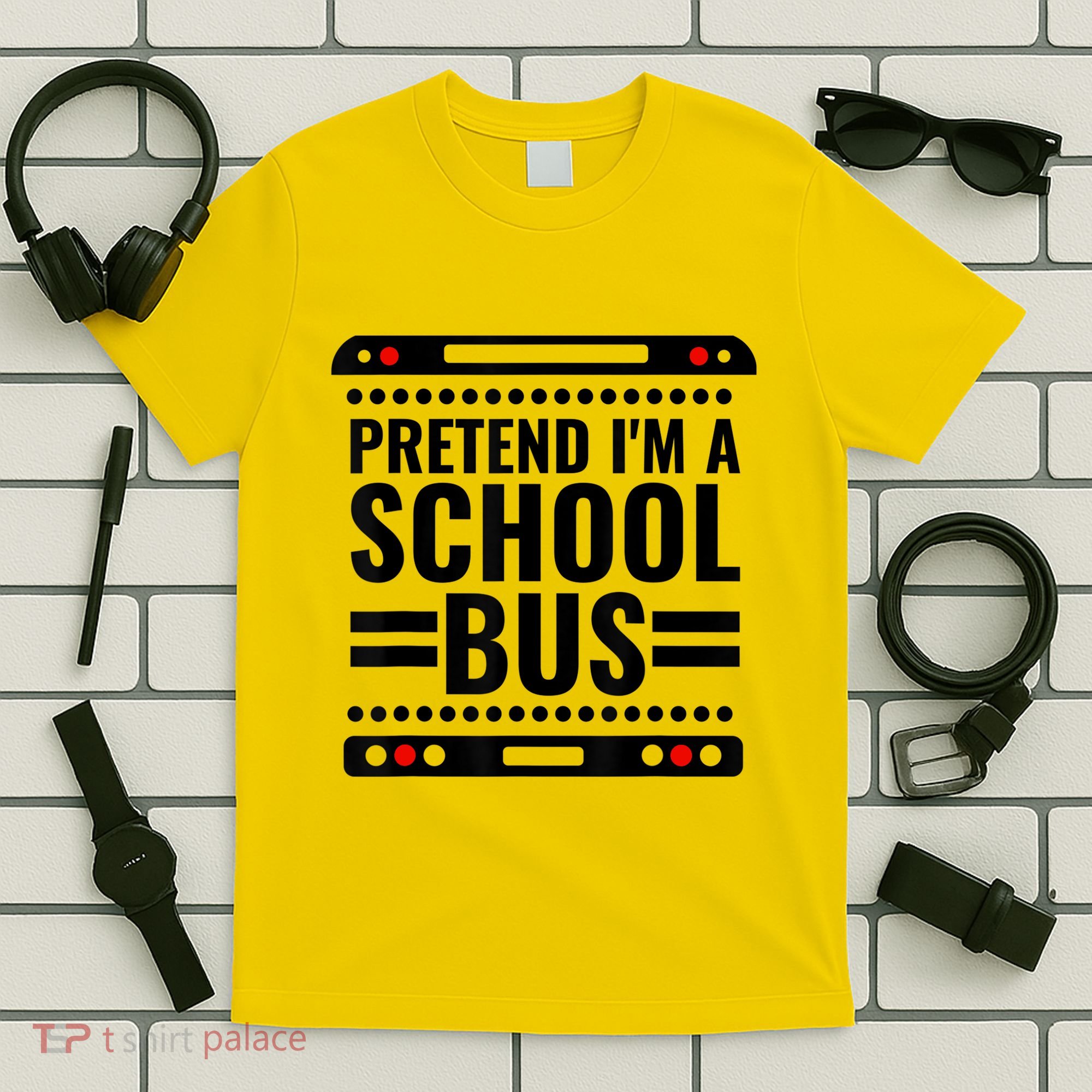 Pretend I'm a School Bus Funny Lazy Halloween Costume T-Shirt