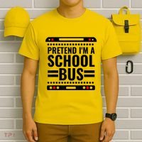 Pretend I'm a School Bus Funny Lazy Halloween Costume T-Shirt thumb 6