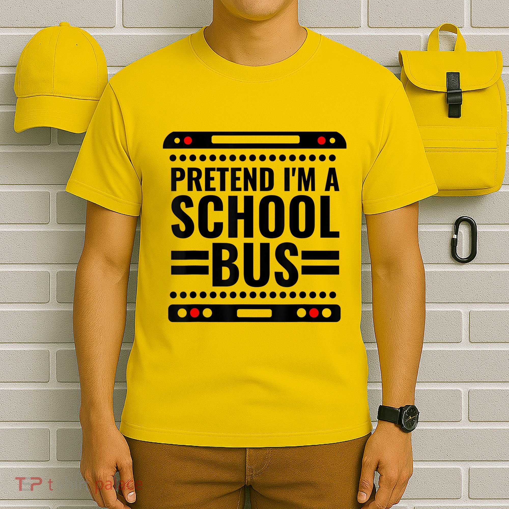 Pretend I'm a School Bus Funny Lazy Halloween Costume T-Shirt