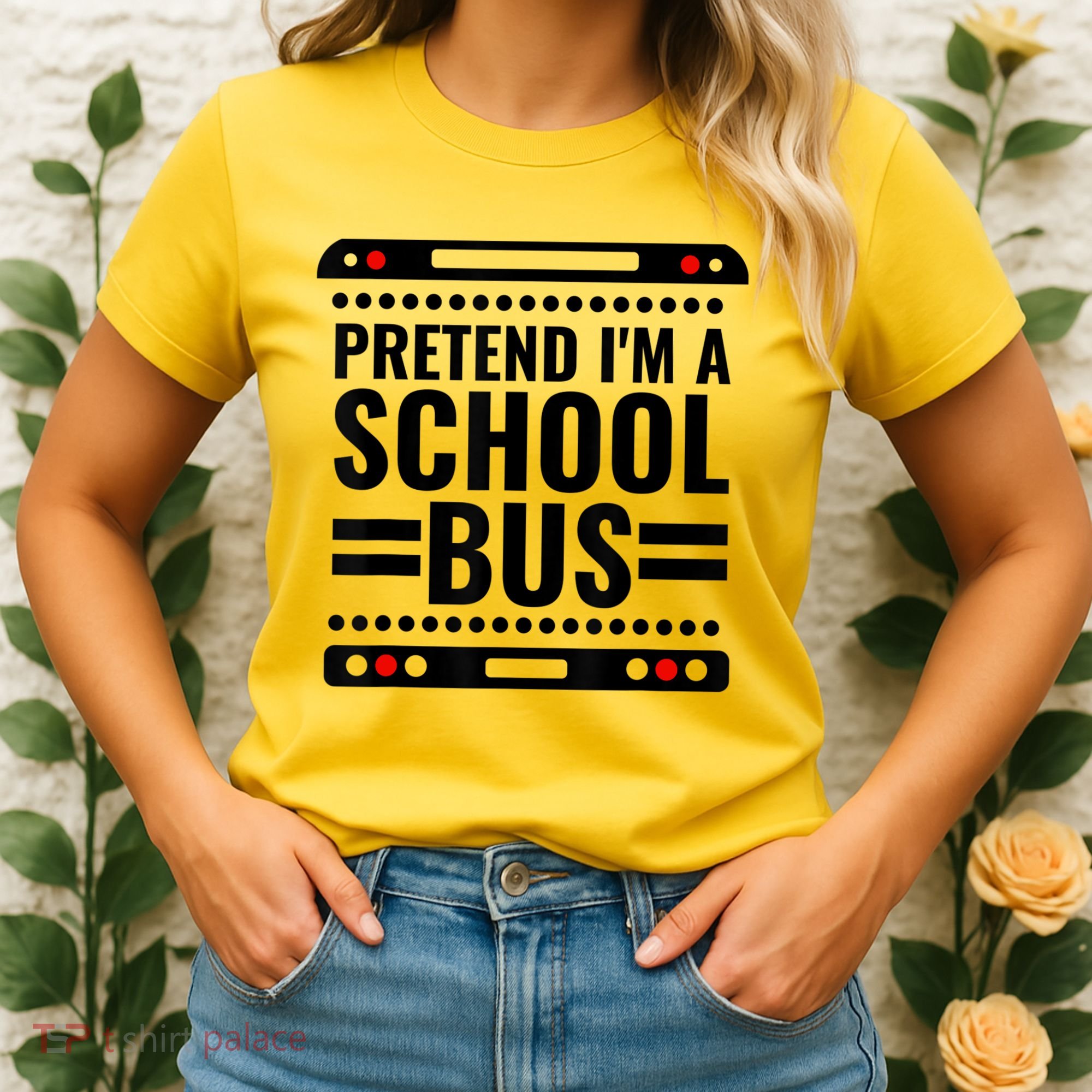 Pretend I'm a School Bus Funny Lazy Halloween Costume Women's T-Shirt