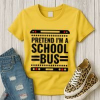 Pretend I'm a School Bus Funny Lazy Halloween Costume Women's T-Shirt thumb 3