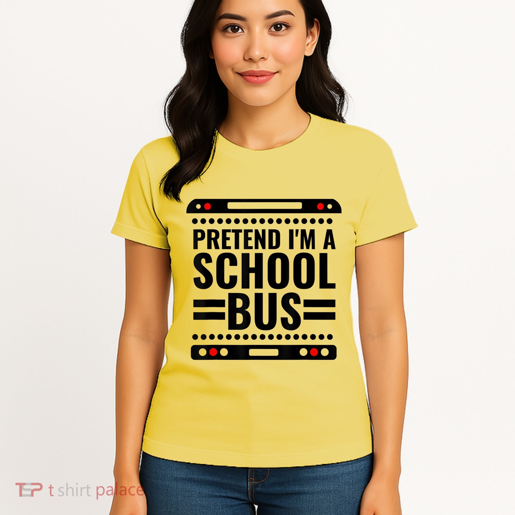 Pretend I'm a School Bus Funny Lazy Halloween Costume Women's T-Shirt