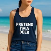 Pretend I'm A Deer Funny Lazy Deer Halloween Costume Women's Tank Top thumb 2