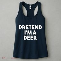 Pretend I'm A Deer Funny Lazy Deer Halloween Costume Women's Tank Top thumb 3