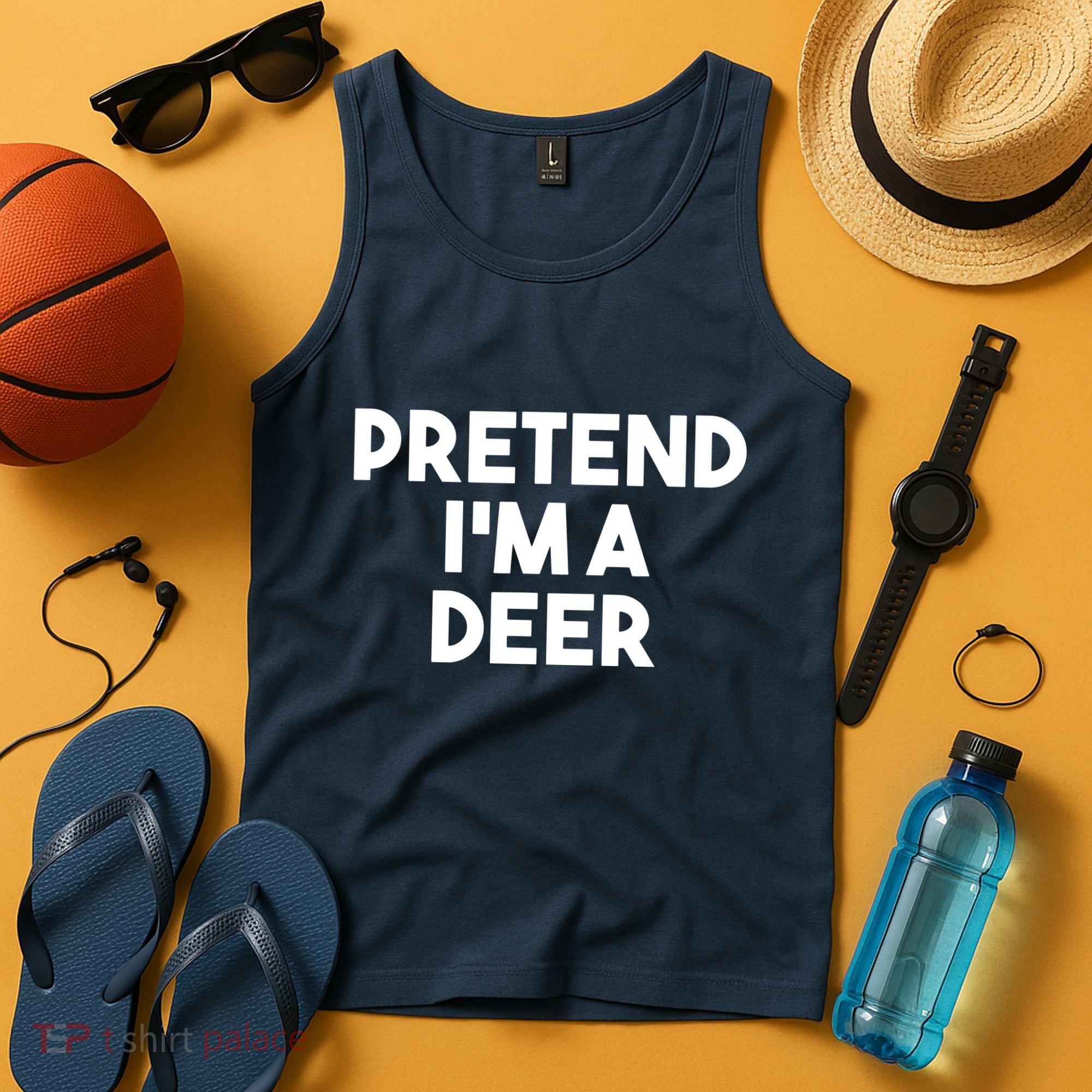 Pretend I'm A Deer Funny Lazy Deer Halloween Costume Tank Top