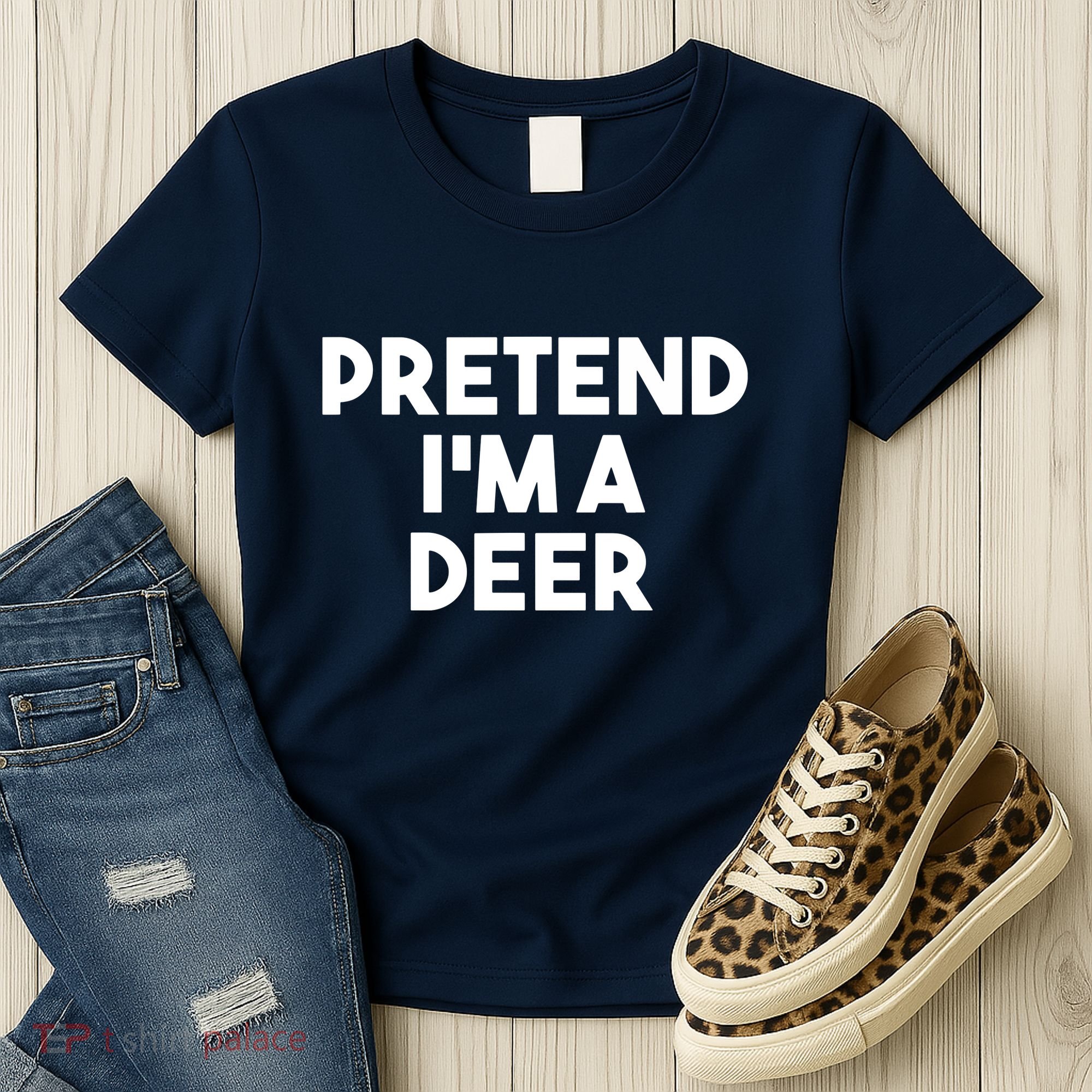 Pretend I'm A Deer Funny Lazy Deer Halloween Costume Women's T-Shirt