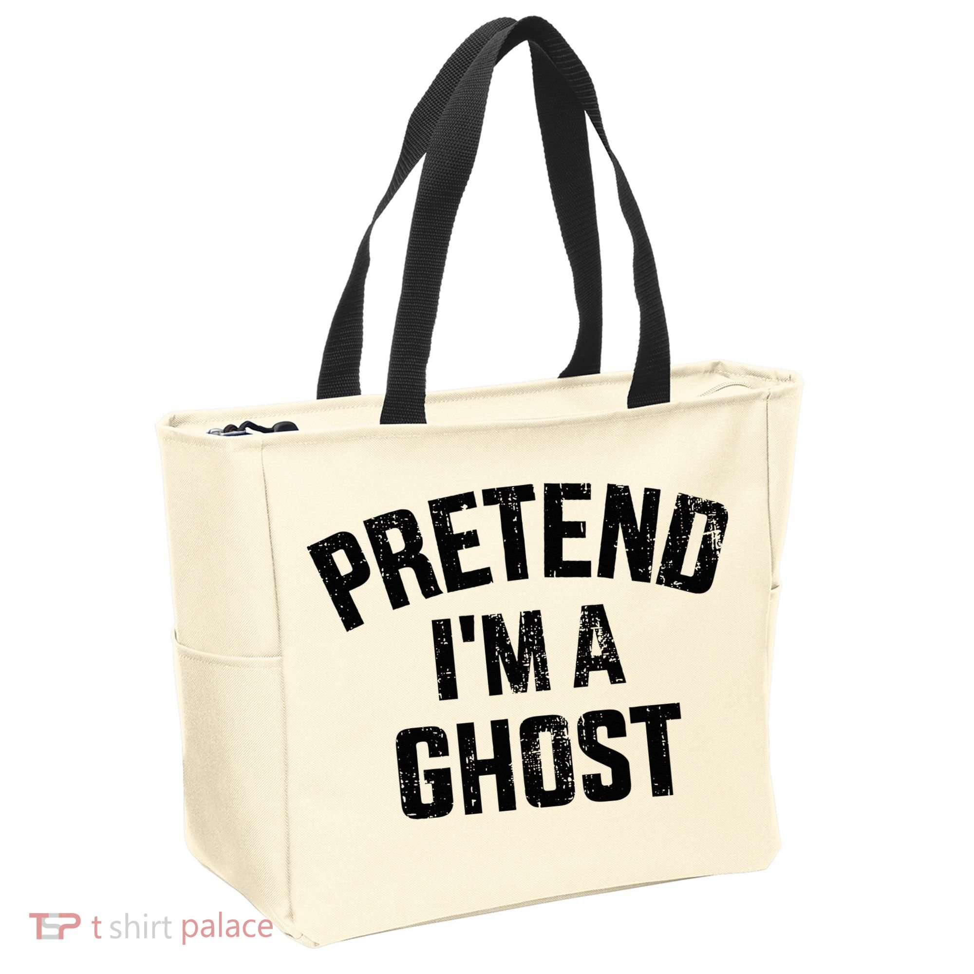 Pretend IM A Ghost Funny Lazy Easy Diy Halloween Costume Tote Bag