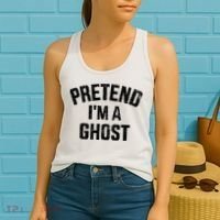 Pretend IM A Ghost Funny Lazy Easy Diy Halloween Costume Women's Tank Top thumb 2