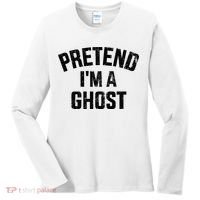 Pretend IM A Ghost Funny Lazy Easy Diy Halloween Costume Women's Long Sleeve Shirt thumb 0