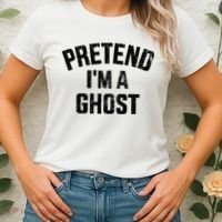 Pretend IM A Ghost Funny Lazy Easy Diy Halloween Costume Women's T-Shirt thumb 2