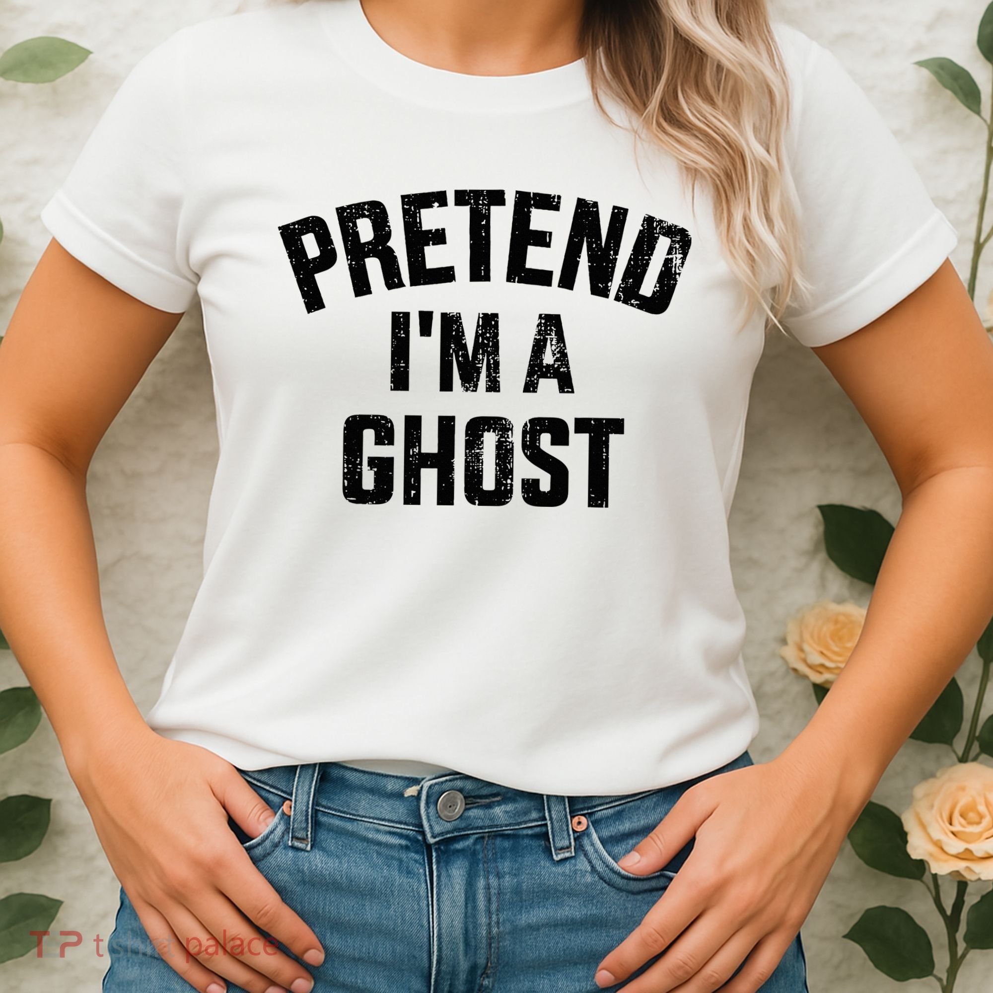 Pretend IM A Ghost Funny Lazy Easy Diy Halloween Costume Women's T-Shirt