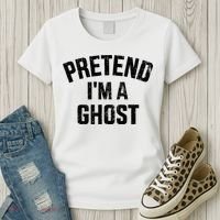 Pretend IM A Ghost Funny Lazy Easy Diy Halloween Costume Women's T-Shirt thumb 3