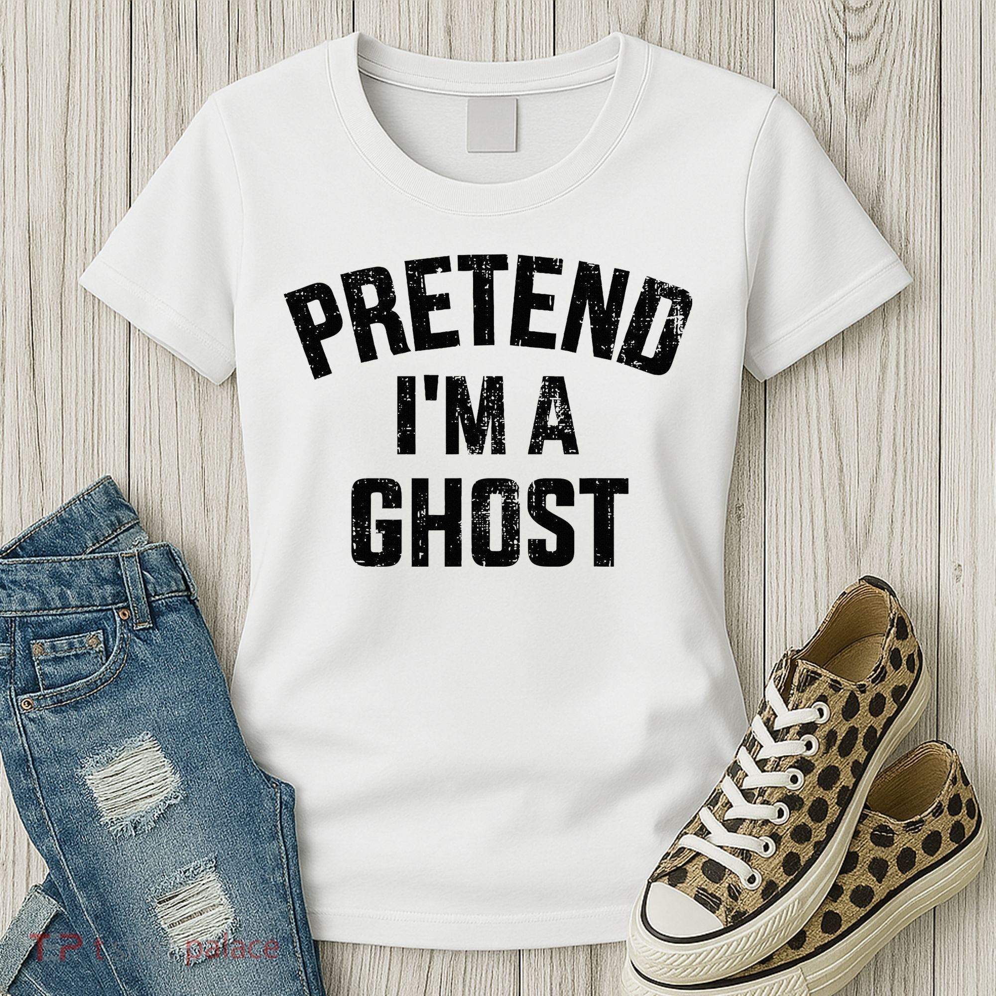 Pretend IM A Ghost Funny Lazy Easy Diy Halloween Costume Women's T-Shirt