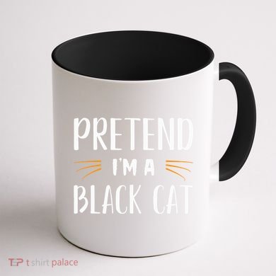 Pretend I'm A Black Cat Costume Party Funny Halloween Cat  Coffee Mug back