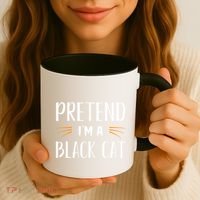 Pretend I'm A Black Cat Costume Party Funny Halloween Cat  Coffee Mug thumb 3