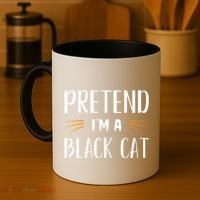 Pretend I'm A Black Cat Costume Party Funny Halloween Cat  Coffee Mug thumb 4
