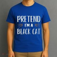 Pretend I'm A Black Cat Costume Party Funny Halloween Cat  T-Shirt thumb 3