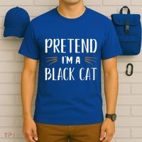 Pretend I'm A Black Cat Costume Party Funny Halloween Cat  T-Shirt thumb 6
