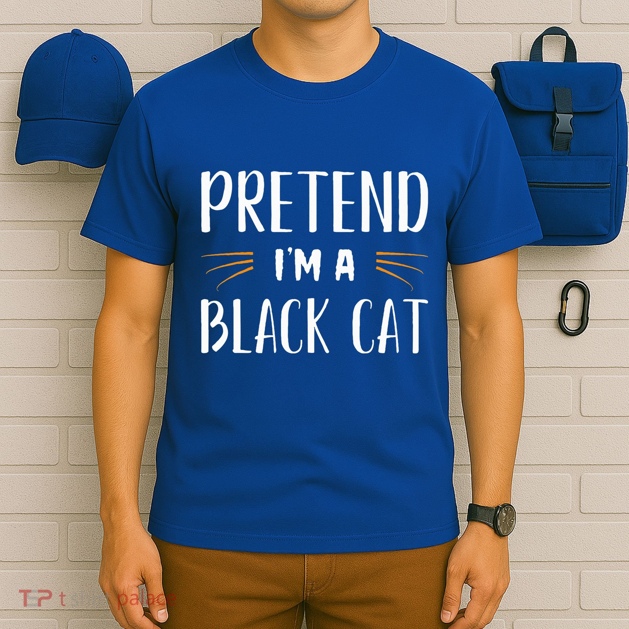 Pretend I'm A Black Cat Costume Party Funny Halloween Cat  T-Shirt