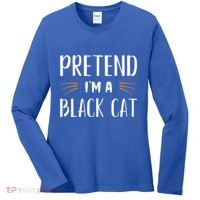 Pretend I'm A Black Cat Costume Party Funny Halloween Cat  Women's Long Sleeve Shirt thumb 0