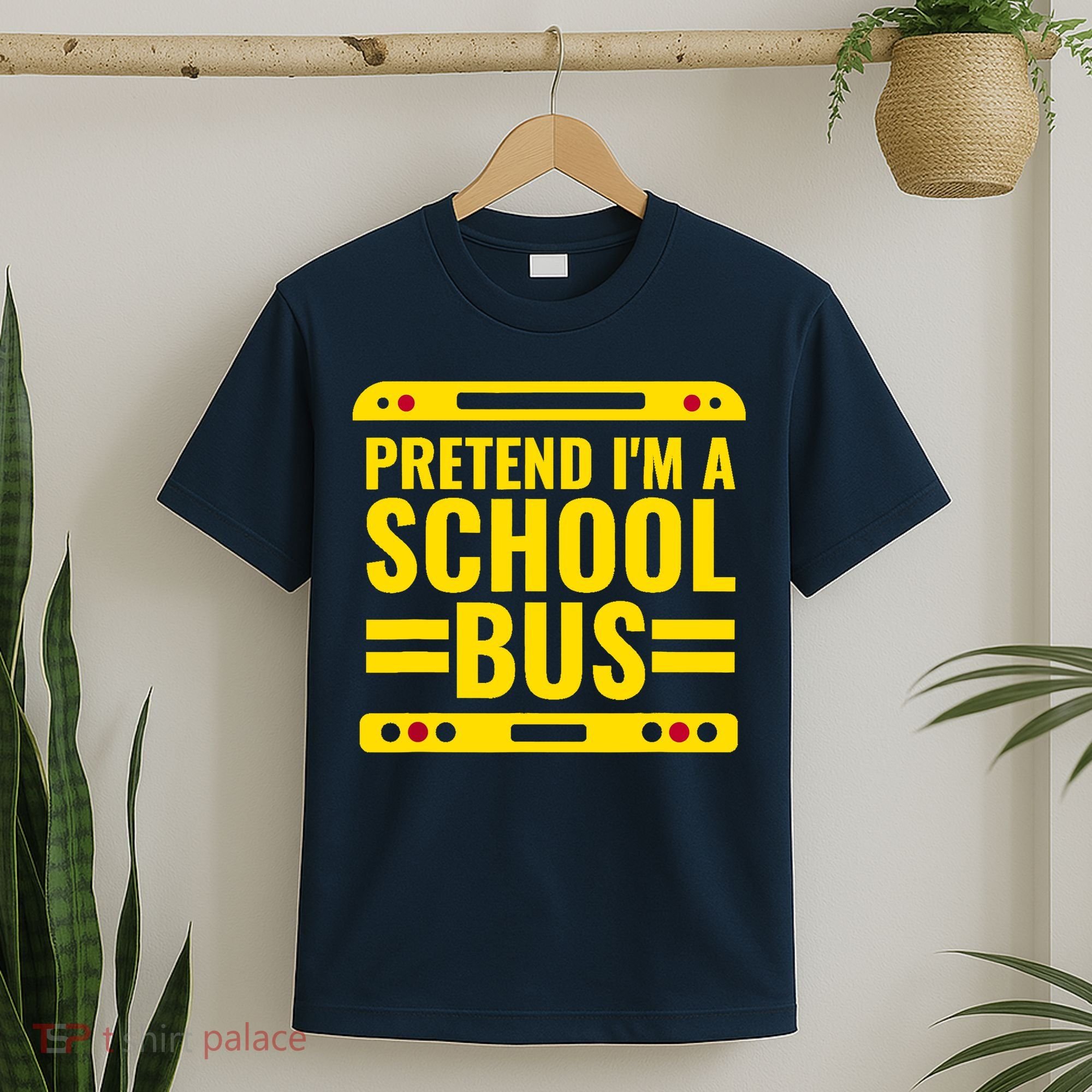 Pretend Im A School Bus Funny Lazy Halloween Costume T-Shirt