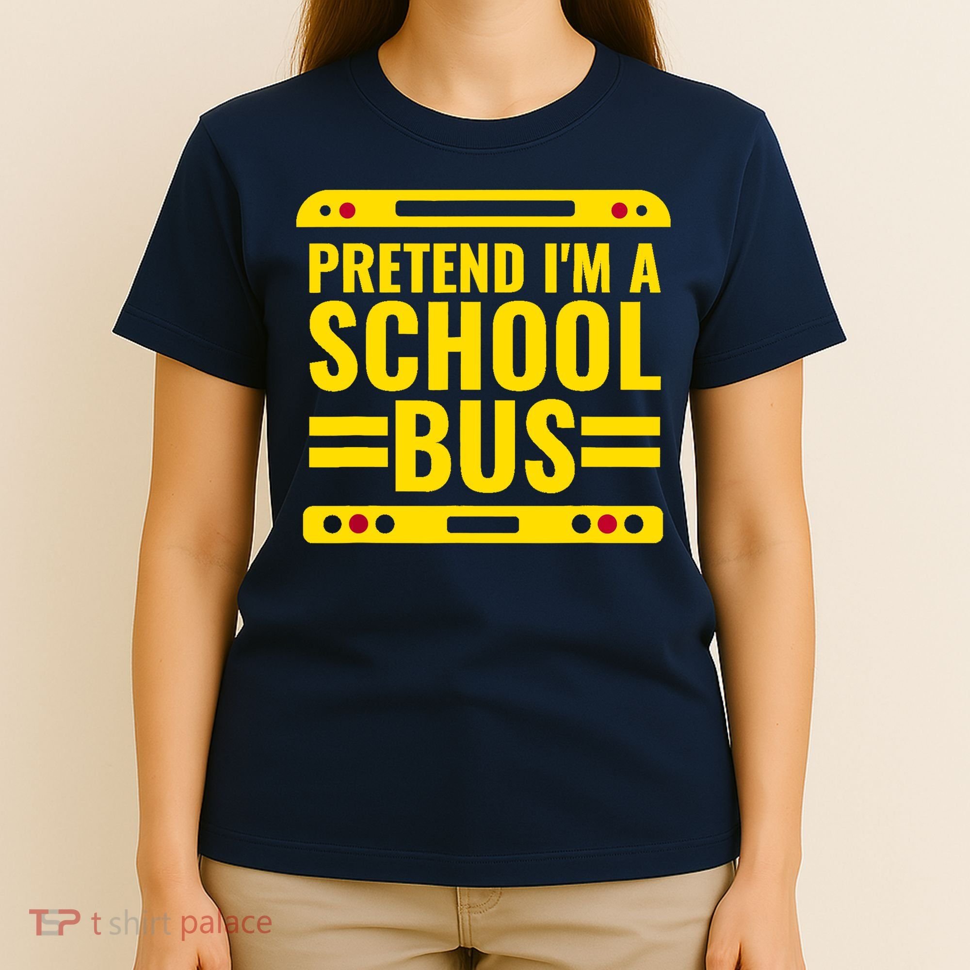 Pretend Im A School Bus Funny Lazy Halloween Costume T-Shirt