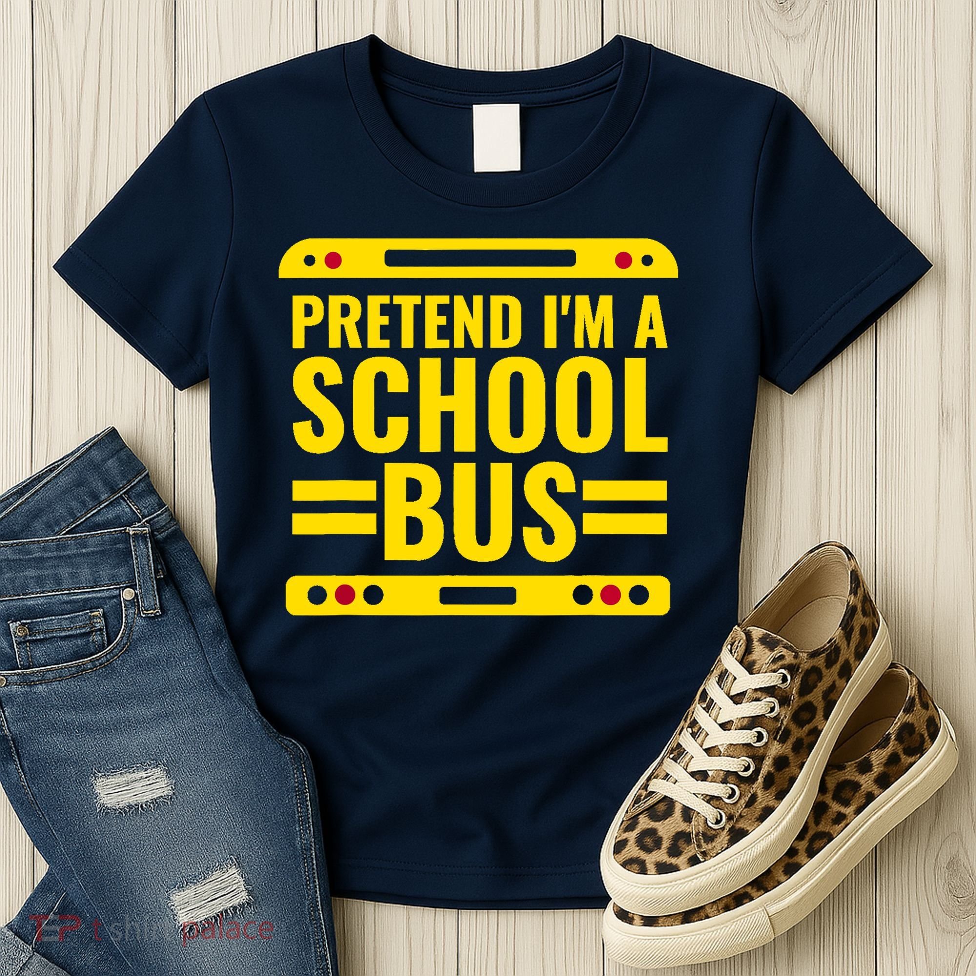 Pretend Im A School Bus Funny Lazy Halloween Costume Women's T-Shirt