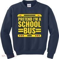 Pretend Im A School Bus Funny Lazy Halloween Costume Kids Sweatshirt thumb 0