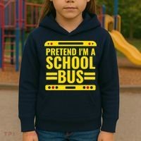 Pretend Im A School Bus Funny Lazy Halloween Costume Kids Hoodie thumb 3