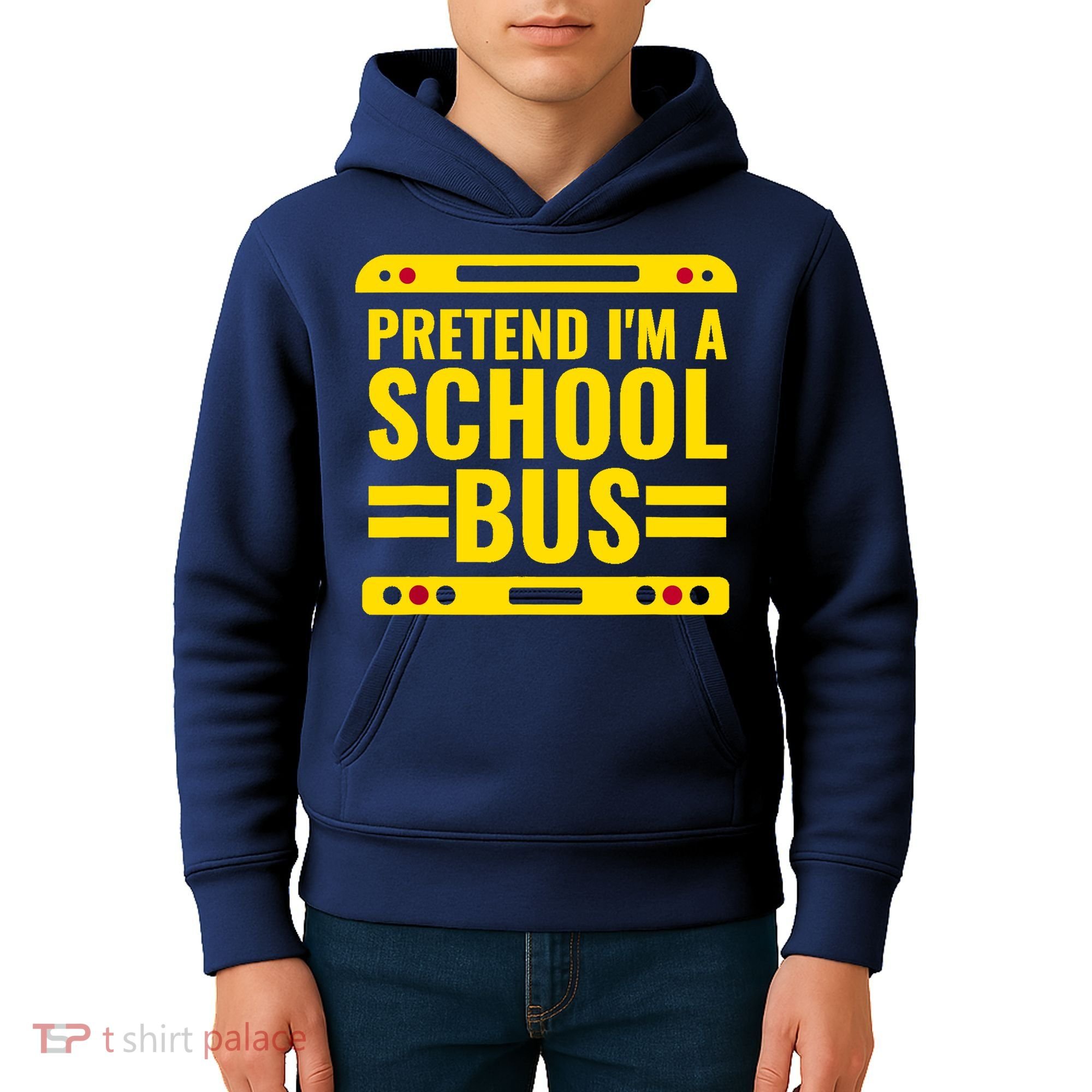 Pretend Im A School Bus Funny Lazy Halloween Costume Kids Hoodie