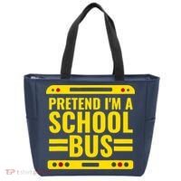 Pretend Im A School Bus Funny Lazy Halloween Costume Tote Bag thumb 0