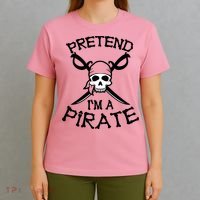 Pretend I'm A Pirate Funny Cartoon Halloween T-Shirt thumb 4