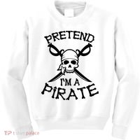 Pretend I'm A Pirate Funny Cartoon Halloween Kids Sweatshirt thumb 0