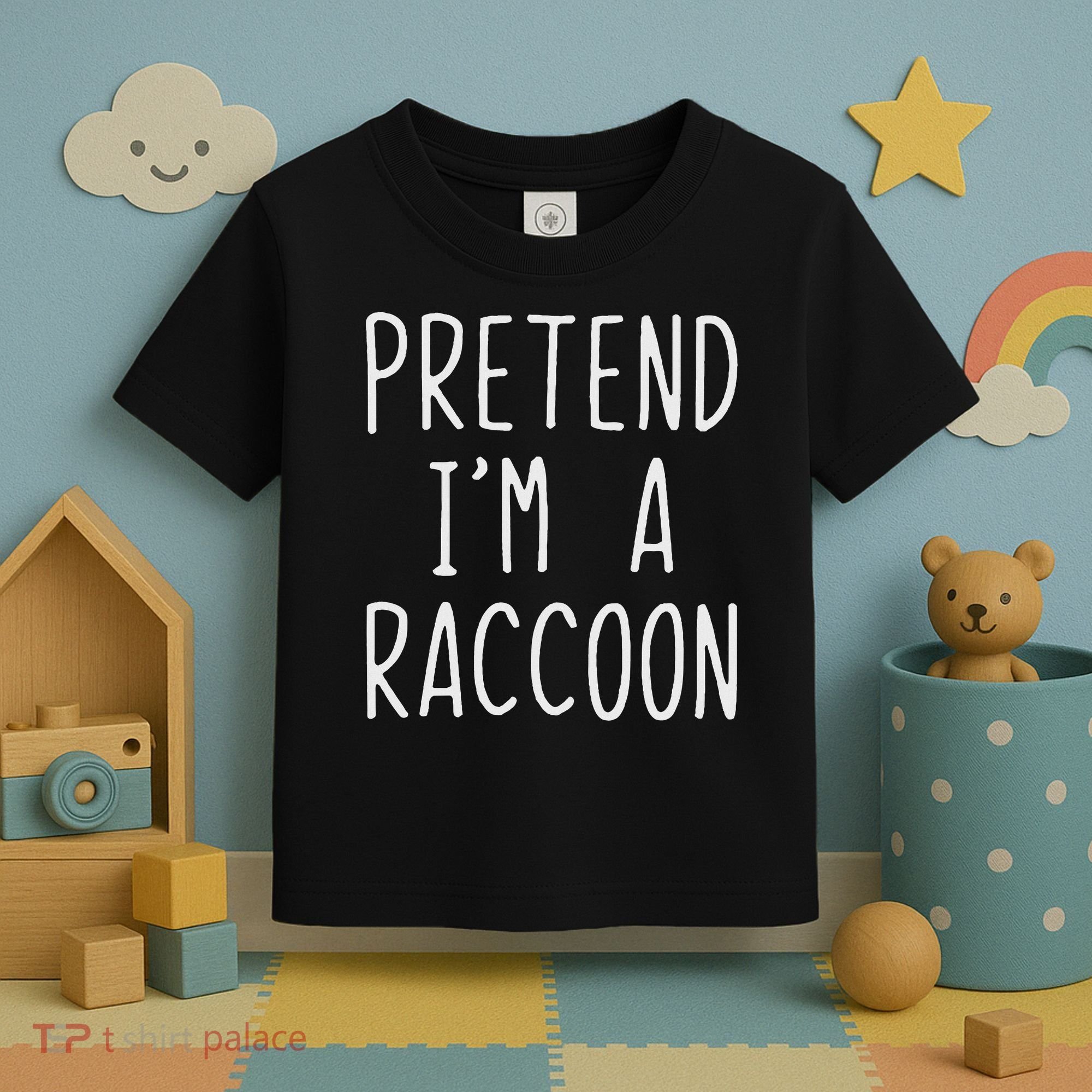 Pretend I'm A Raccoon Costume Halloween Lazy Easy Racoon Toddler T-Shirt