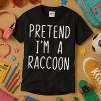 Pretend I'm A Raccoon Costume Halloween Lazy Easy Racoon Kids T-Shirt thumb 3