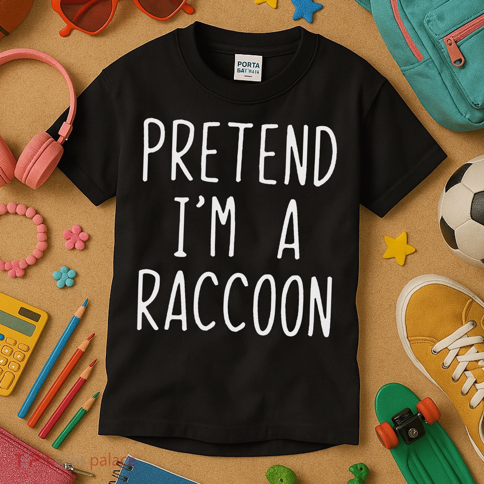 Pretend I'm A Raccoon Costume Halloween Lazy Easy Racoon Kids T-Shirt