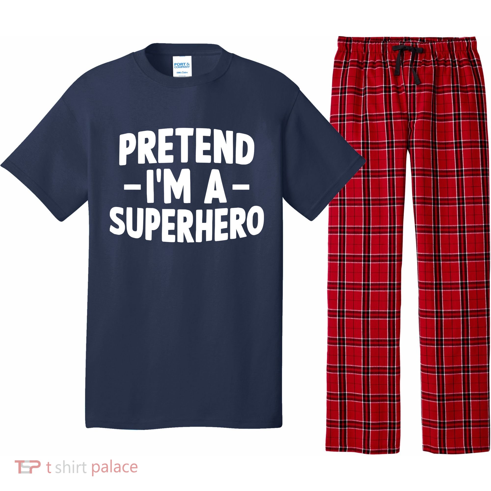 Pretend I'm A Superhero Funny Easy Lazy Halloween Costume Pajama Set