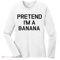Pretend I'm A Banana Funny Lazy Halloween Costume Women's Long Sleeve Shirt thumb 0