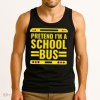 Pretend I'm A School Bus Funny Lazy Halloween Costume Tank Top thumb 3