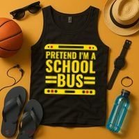 Pretend I'm A School Bus Funny Lazy Halloween Costume Tank Top thumb 4