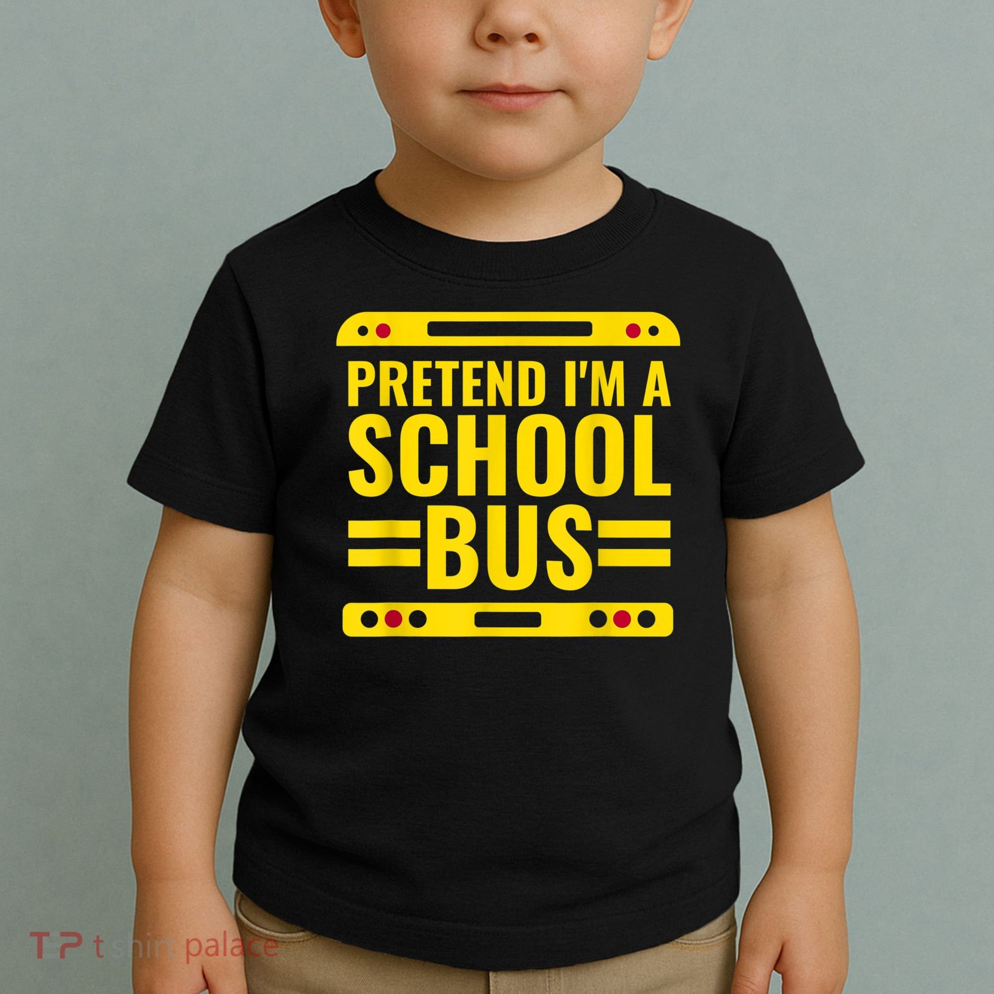 Pretend I'm A School Bus Funny Lazy Halloween Costume Toddler T-Shirt