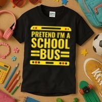 Pretend I'm A School Bus Funny Lazy Halloween Costume Kids T-Shirt thumb 3
